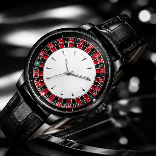 Casino Royale Luxury Roulette Style Leather Strap Watch for Men.