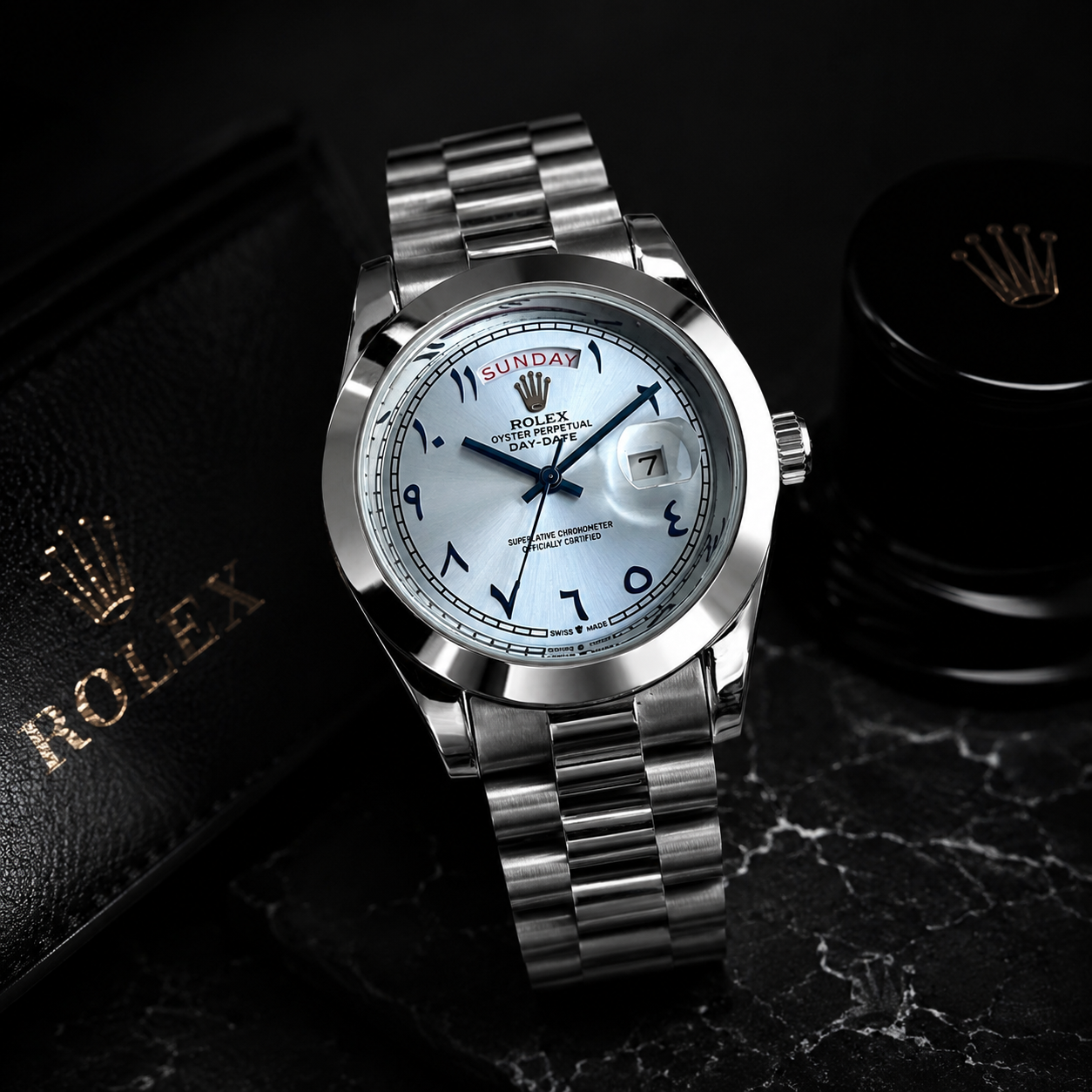 Rolex Day-Date Arabic Dial Silver Edition | Premium AAA Luxury Watch