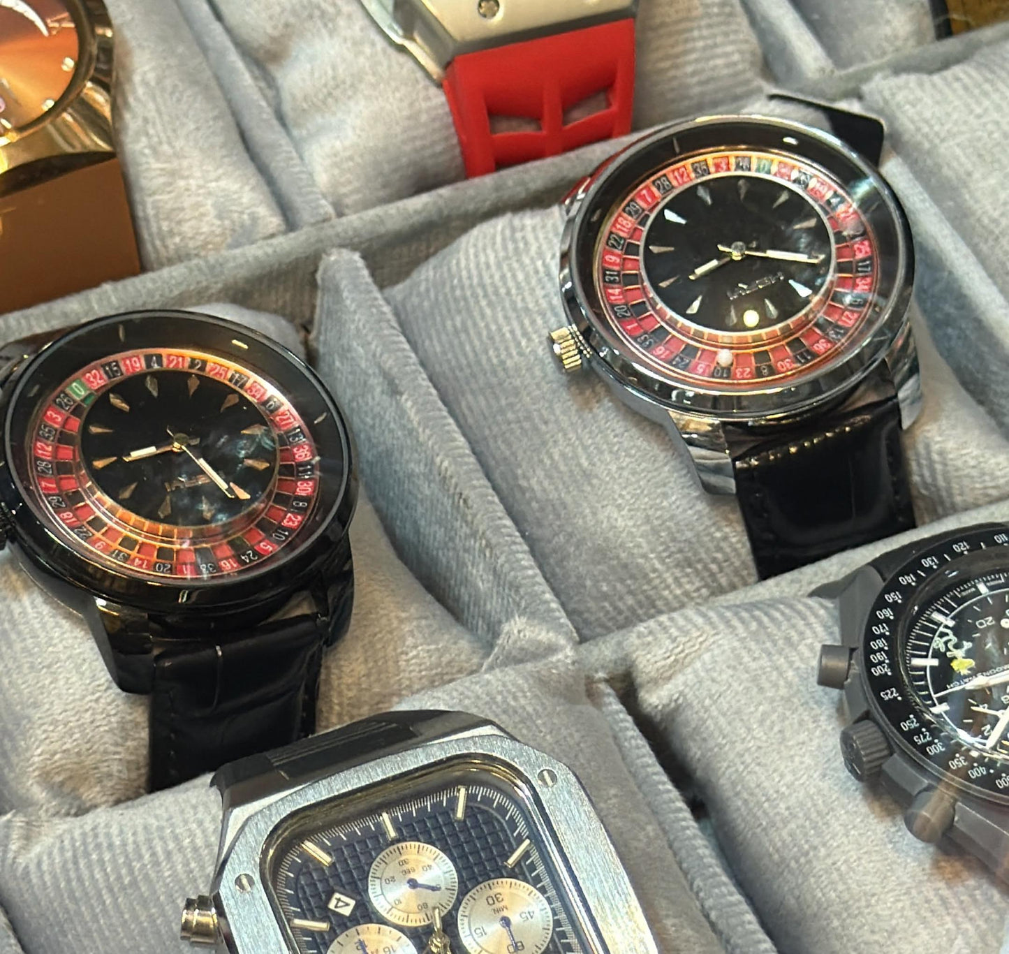 Casino Royale Luxury Roulette Style Leather Strap Watch for Men.