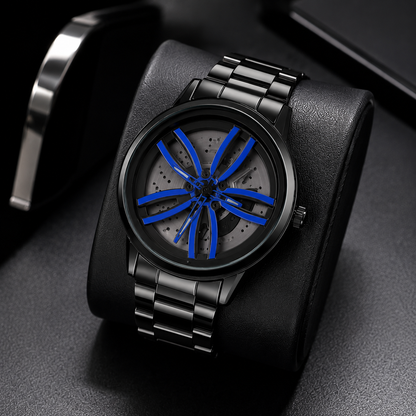 NeoSpin™ Premium Black Stainless Steel Men's Analog Watch | Luxury Skeleton Dial | Quartz Movement
