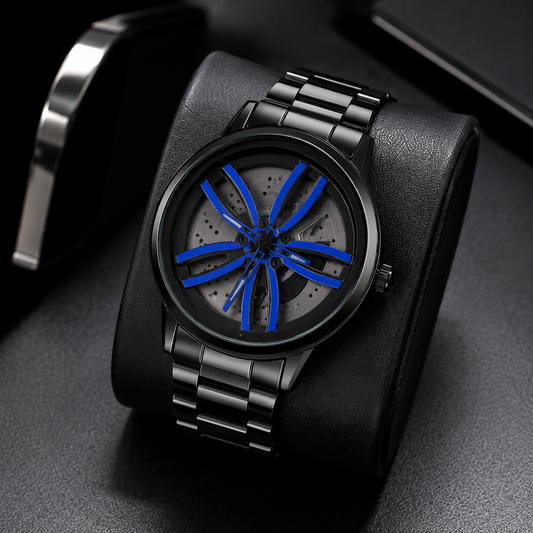 NeoSpin™ Premium Black Stainless Steel Men's Analog Watch | Luxury Skeleton Dial | Quartz Movement
