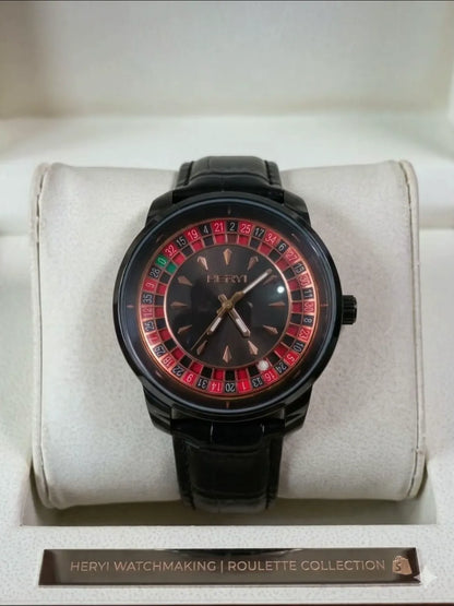Casino Royale Luxury Roulette Style Leather Strap Watch for Men.