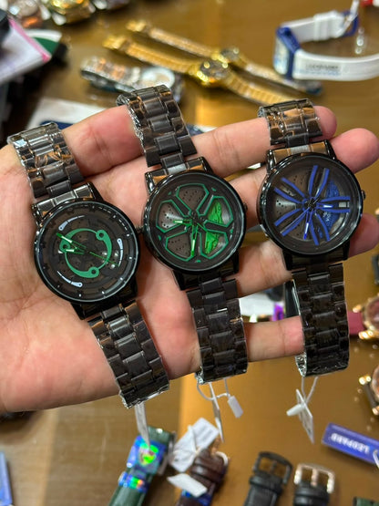 NeoSpin™ Premium Black Stainless Steel Men's Analog Watch | Luxury Skeleton Dial | Quartz Movement