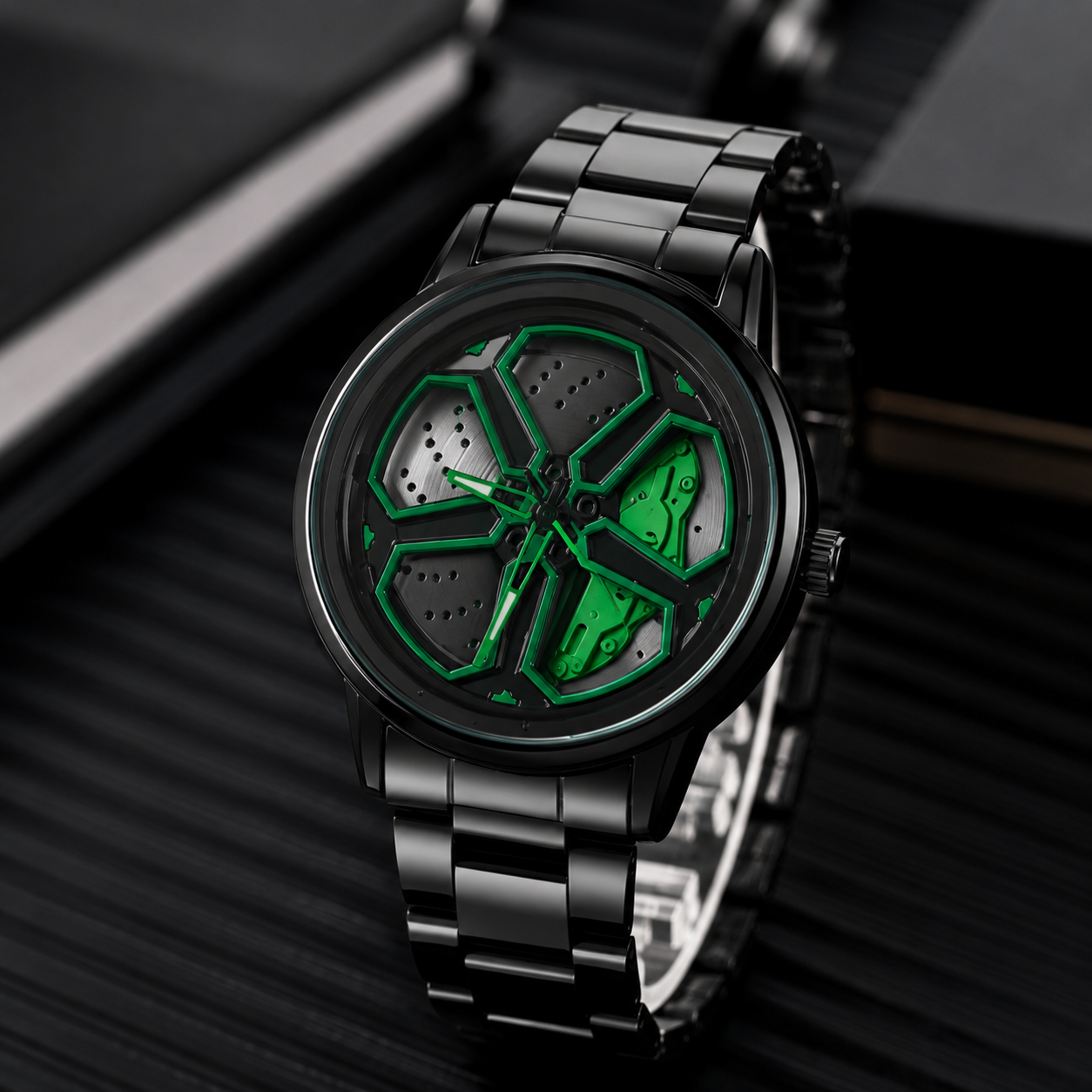 NeoSpin™ Premium Black Stainless Steel Men's Analog Watch | Luxury Skeleton Dial | Quartz Movement