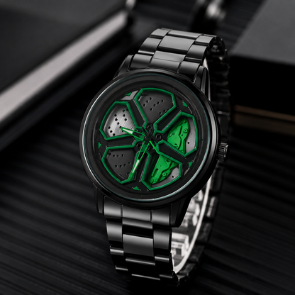 NeoSpin™ Premium Black Stainless Steel Men's Analog Watch | Luxury Skeleton Dial | Quartz Movement