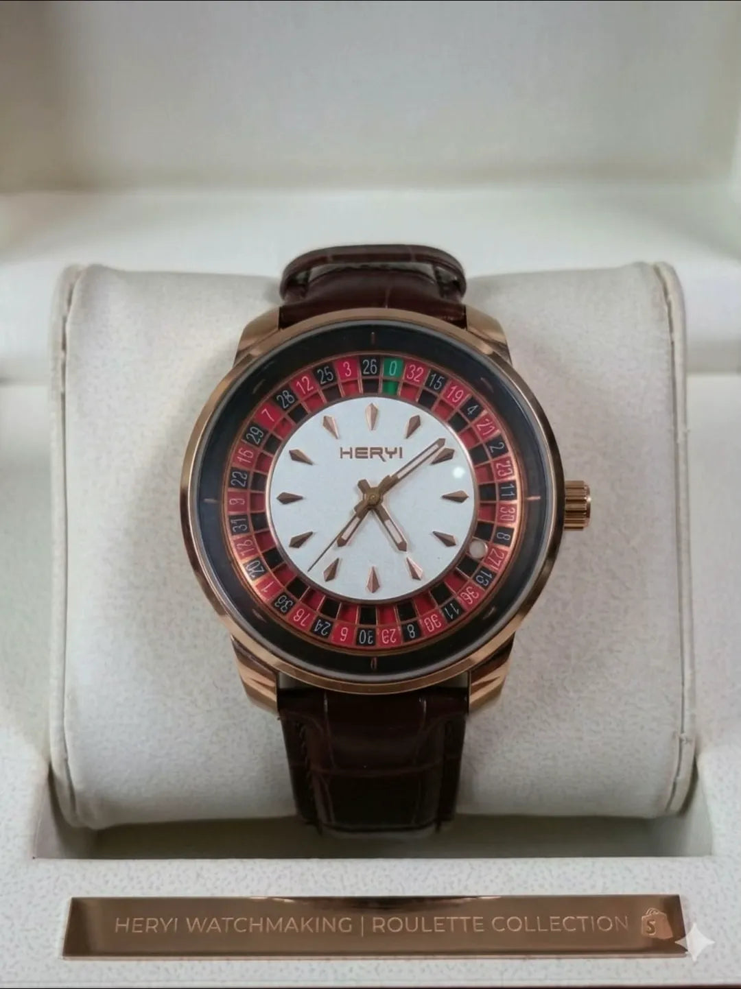 Casino Royale Luxury Roulette Style Leather Strap Watch for Men.