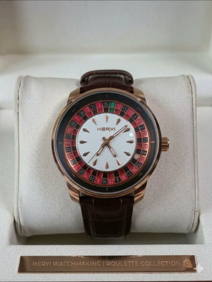 Casino Royale Luxury Roulette Style Leather Strap Watch for Men.