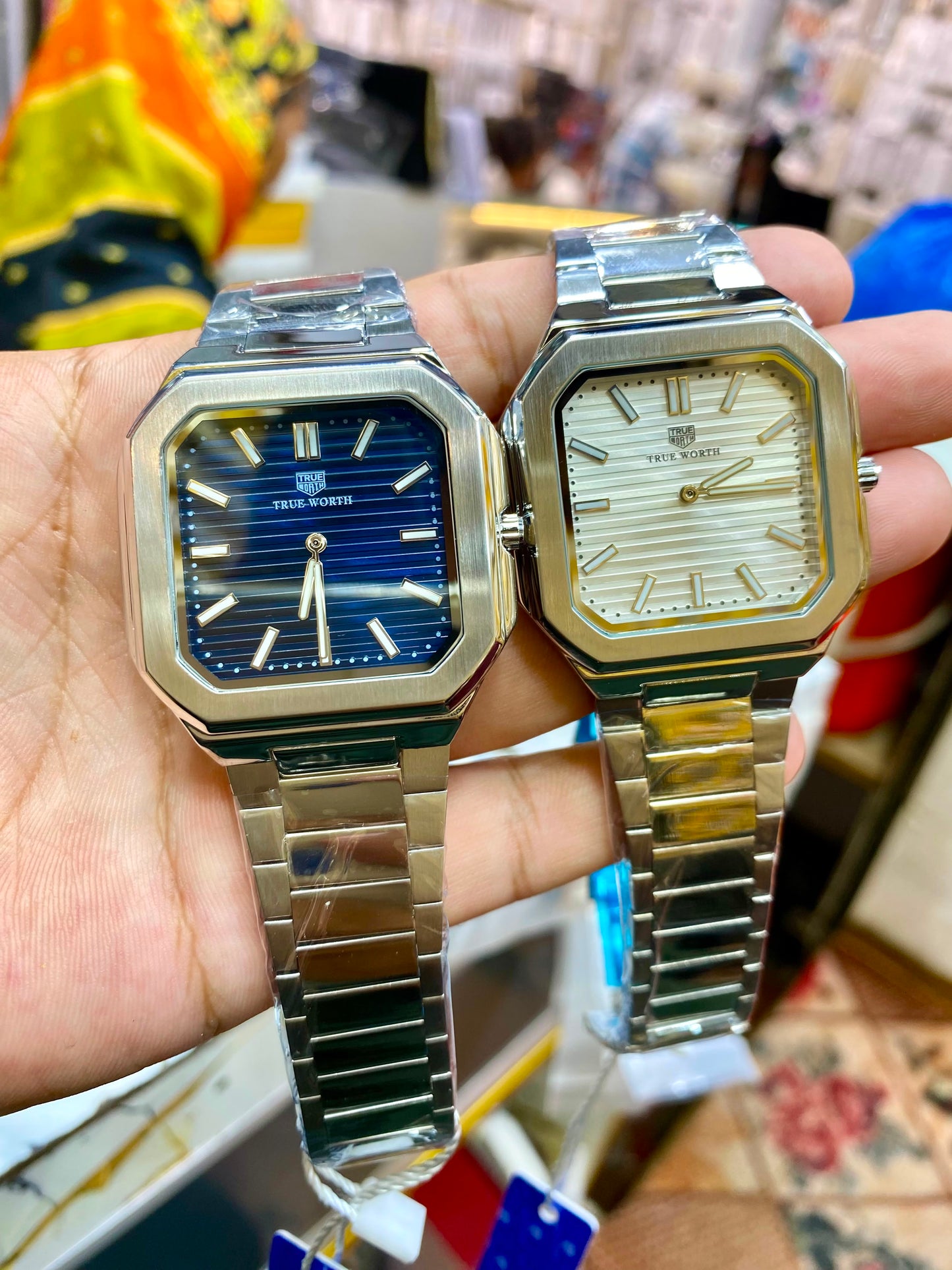 Luxury Octagonal Stainless Steel Quartz Watch | Premium Silver Bracelet | Men's Analog Wrist Watch