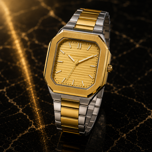 Luxury Octagonal Stainless Steel Quartz Watch | Premium Silver Bracelet | Men's Analog Wrist Watch
